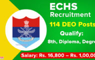 ECHS Recruitment 2023 – Apply Offline for 114 DEO Posts