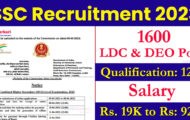 SSC Recruitment 2023 – Opening for 1600 LDC & DEO Posts | Apply Online